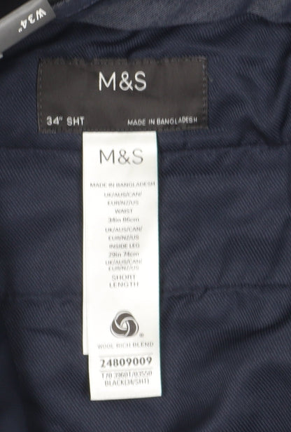 Marks and Spencer Men's Black Wool Blend Dress Pants