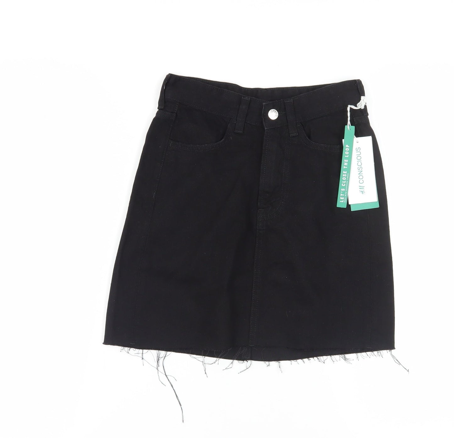 H&M Women's Black Denim Short Pencil Skirt Size 4