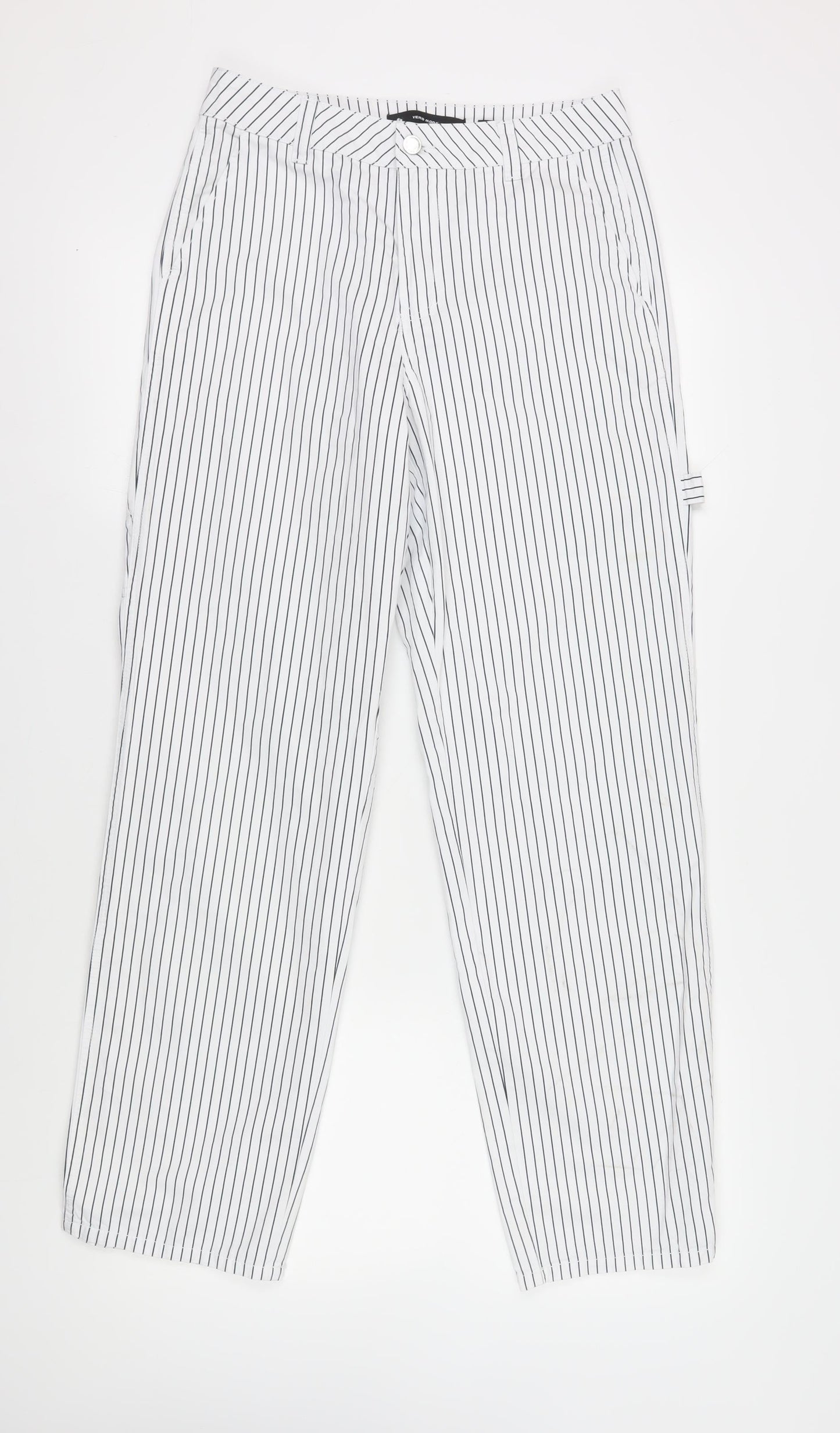 Womens UK Size M VERO MODA Regular Fit Straight White Trousers