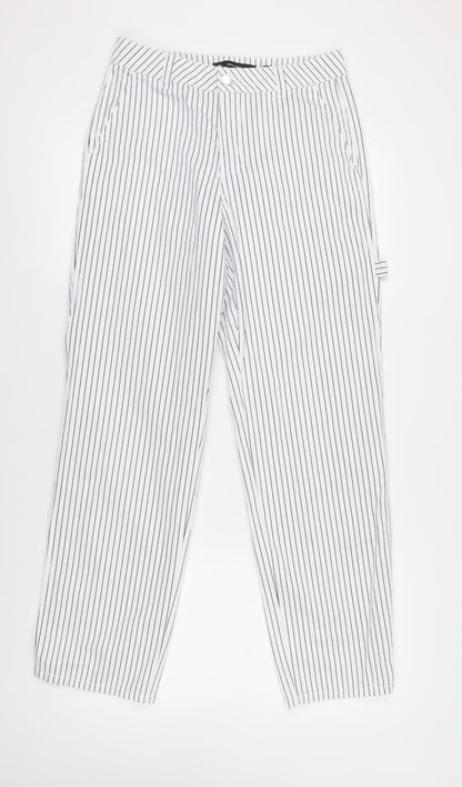 Womens UK Size M VERO MODA Regular Fit Straight White Trousers