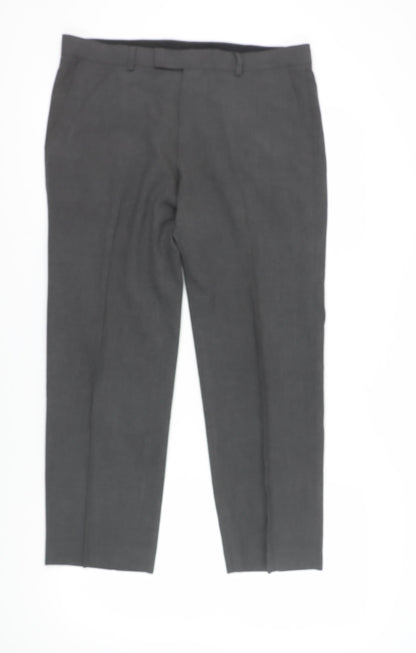 Marks and Spencer Men's Grey Dress Pants, L, Straight