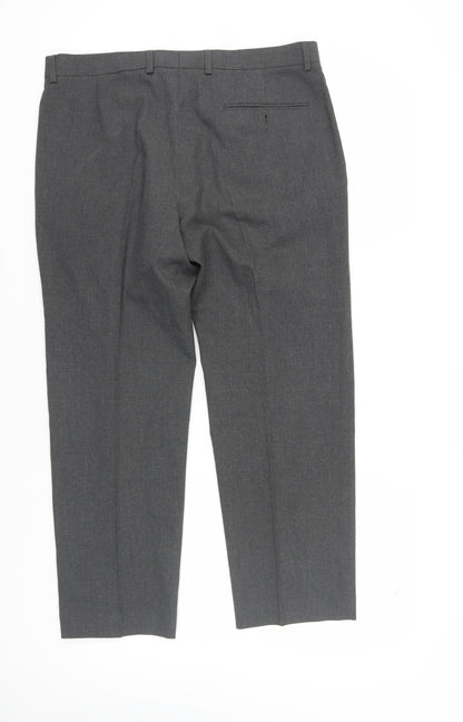 Marks and Spencer Men's Grey Dress Pants, L, Straight