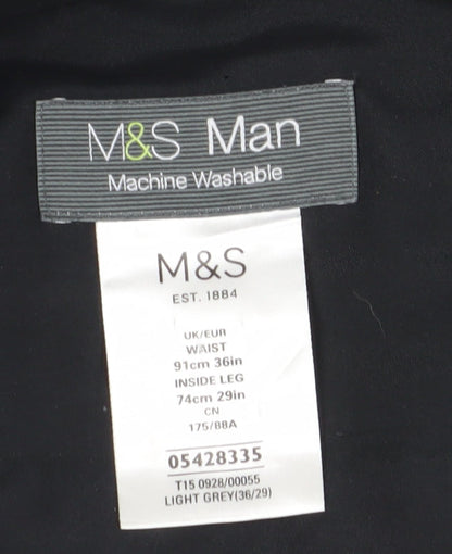 Marks and Spencer Men's Grey Dress Pants, L, Straight