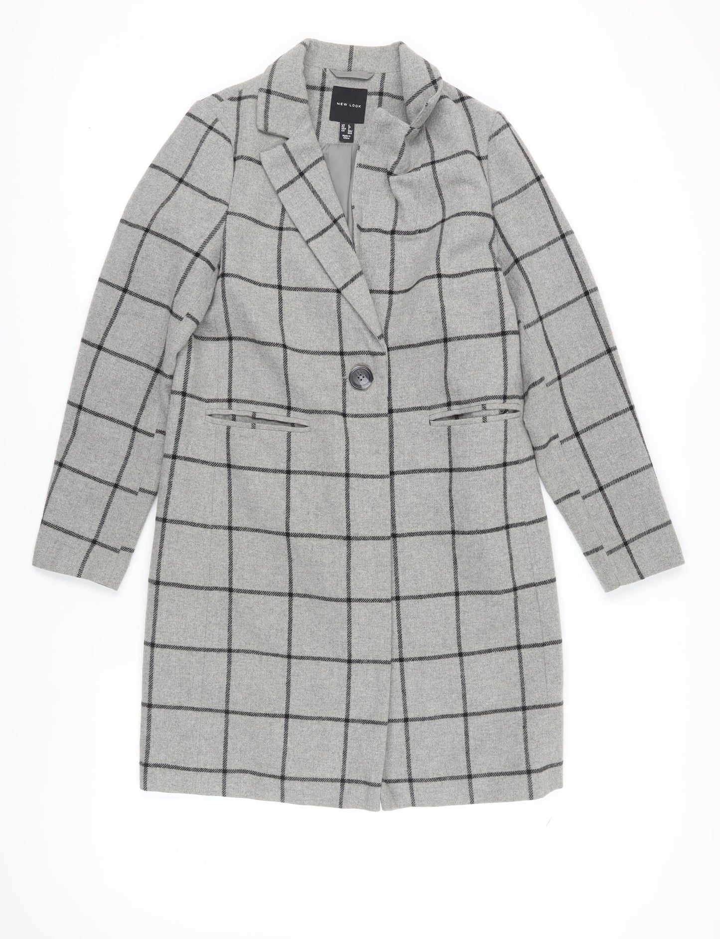 Womens UK Size 6 New Look Grey Overcoat
