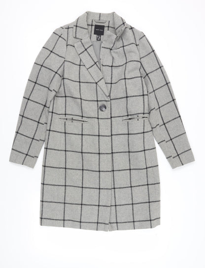 Womens UK Size 6 New Look Grey Overcoat