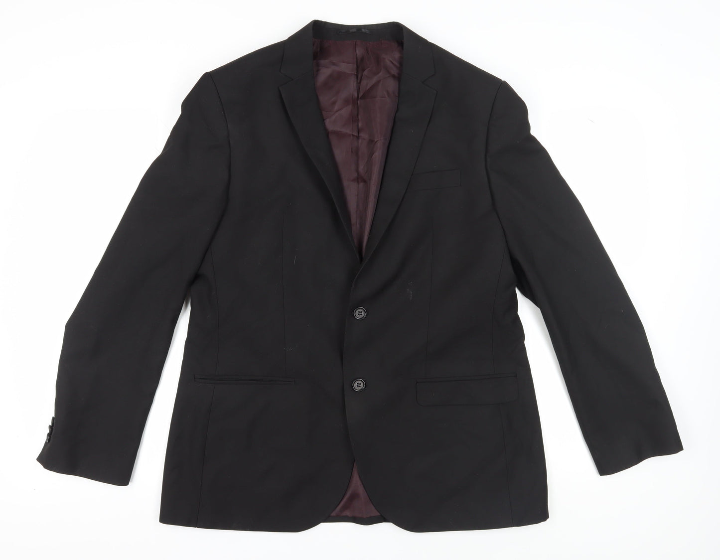 Mens UK Size 44 River Island Regular Black Suit Jacket