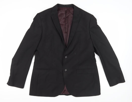 Mens UK Size 44 River Island Regular Black Suit Jacket