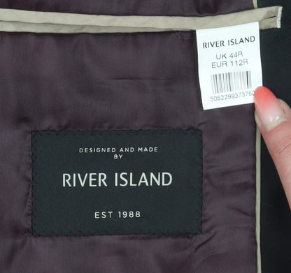 Mens UK Size 44 River Island Regular Black Suit Jacket