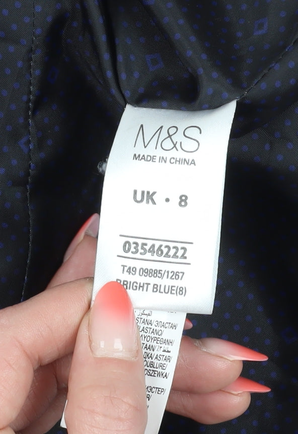 Womens UK Size 8 Marks and Spencer Blue Pea Coat