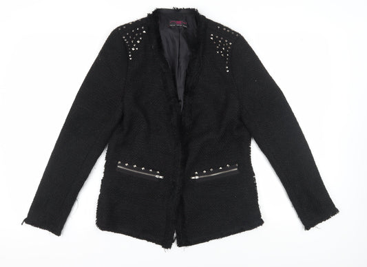 New Look Women's Black Bouclé Blazer, Size 14, Studded, Winter