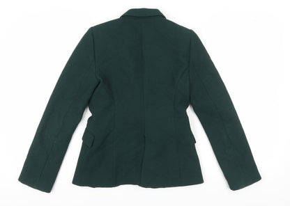 Zara Women's Green Blazer, Regular Fit, 3, Business