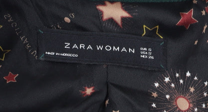 Zara Women's Green Blazer, Regular Fit, 3, Business