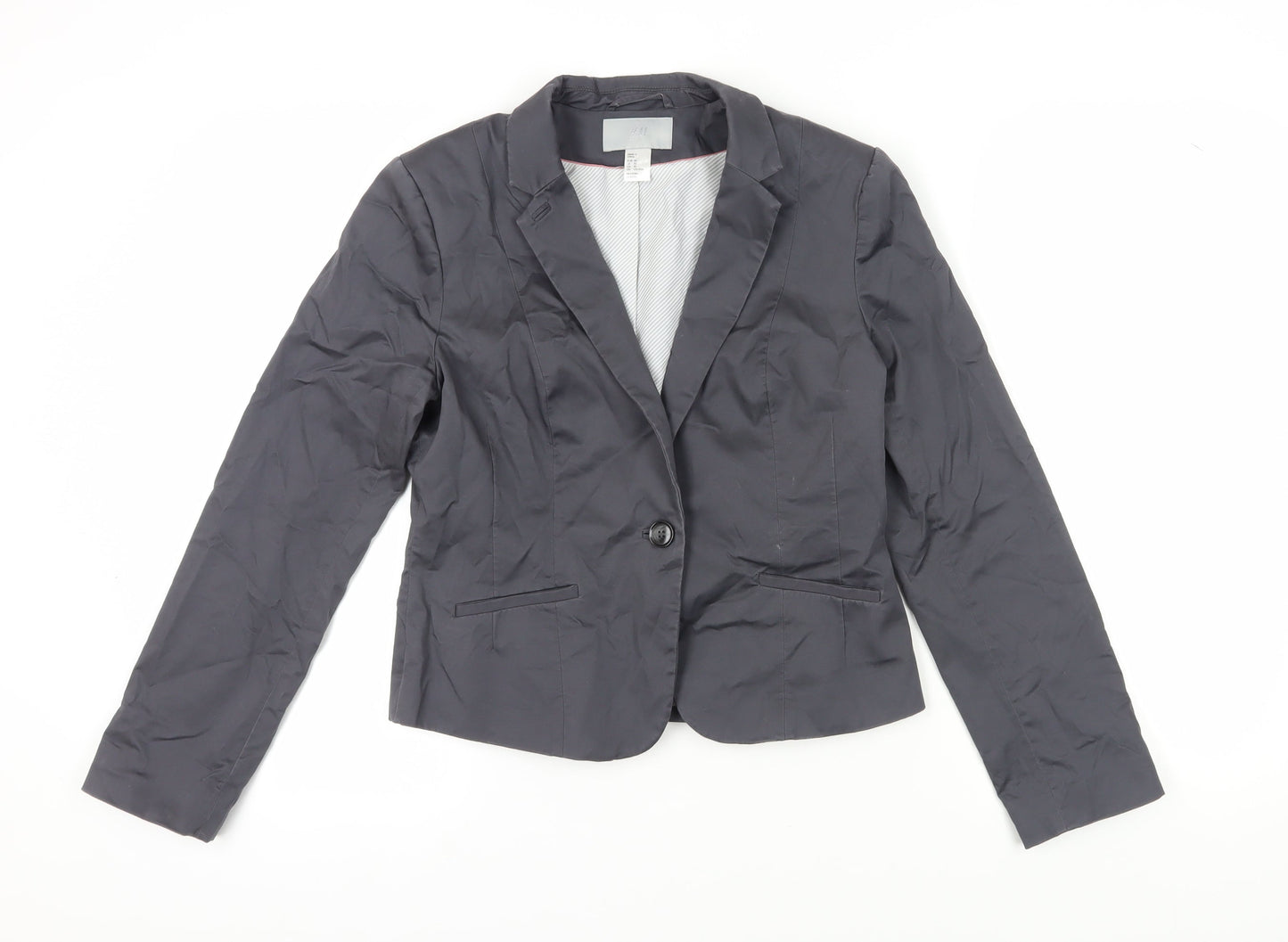 H&M Women's Black Suit Jacket, Size 12, Elegant Style