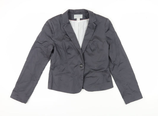 H&M Women's Black Suit Jacket, Size 12, Elegant Style