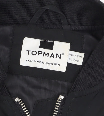 Mens UK Size M Topman Black Bomber Jacket