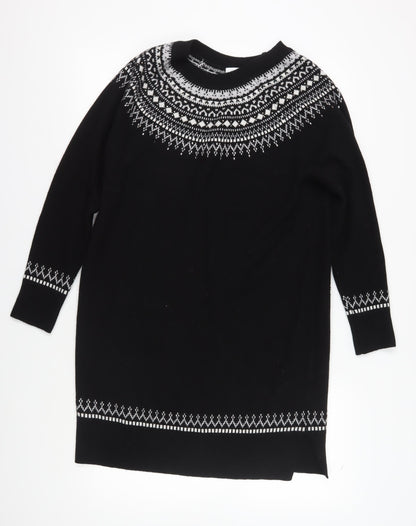 White Label Women's Black Fair Isle Jumper Dress Size 12