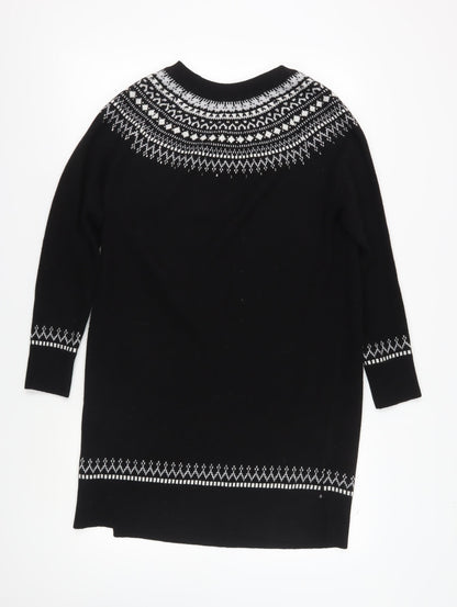 White Label Women's Black Fair Isle Jumper Dress Size 12