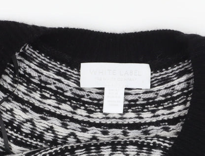White Label Women's Black Fair Isle Jumper Dress Size 12