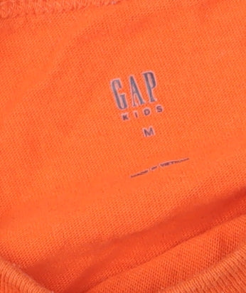 GAP Boys Orange Dinosaur T-Shirt, Size 8-9, Long Sleeve, Cotton