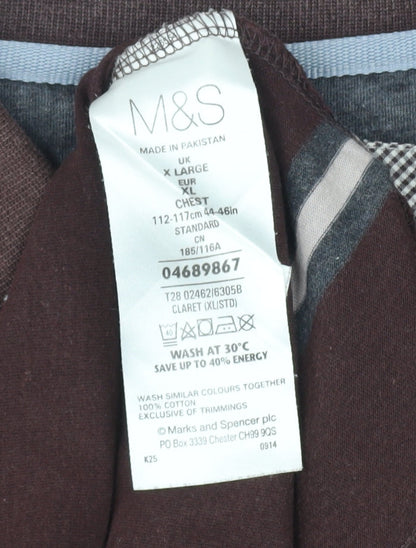 Marks and Spencer Men's Brown Striped Polo Shirt XL