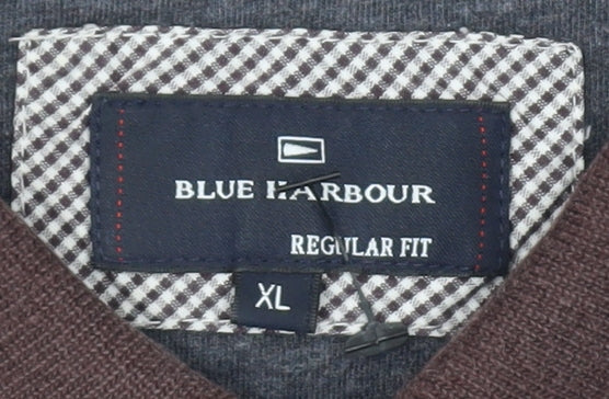 Marks and Spencer Men's Brown Striped Polo Shirt XL