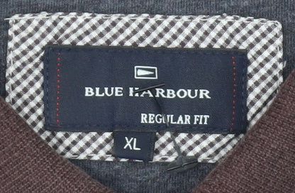 Marks and Spencer Men's Brown Striped Polo Shirt XL