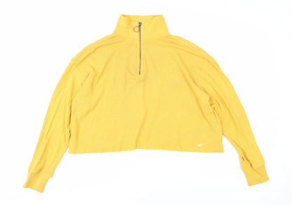 Hollister Women's Yellow Pullover Sweatshirt, Size L, 1/4 Zip