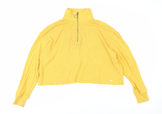 Hollister Women's Yellow Pullover Sweatshirt, Size L, 1/4 Zip