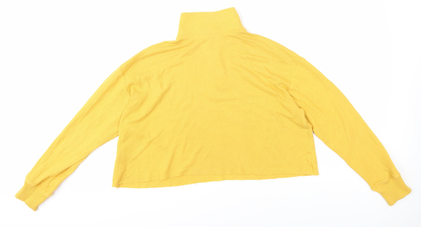 Hollister Women's Yellow Pullover Sweatshirt, Size L, 1/4 Zip