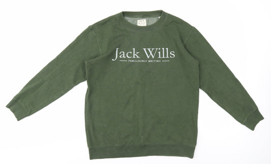 Jack Wills Women's Green Crew Neck T-Shirt Size 10