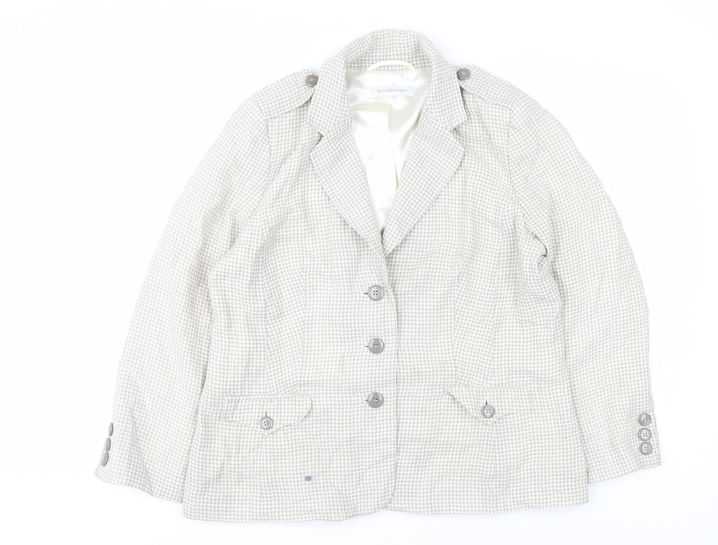 Windsmoor Women's Beige Check Linen Suit Jacket
