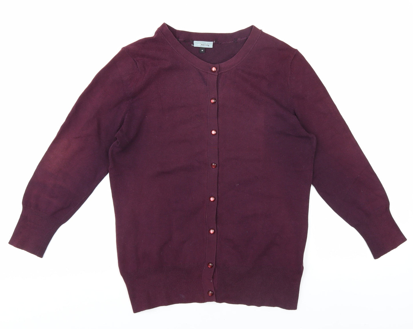 Womens UK Size 12 Red Herring Purple Basic Button-Up
