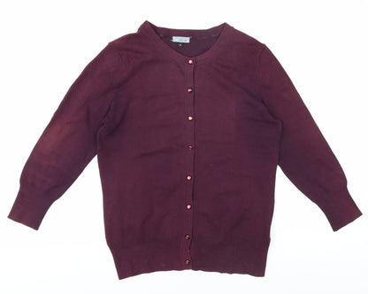 Womens UK Size 12 Red Herring Purple Basic Button-Up