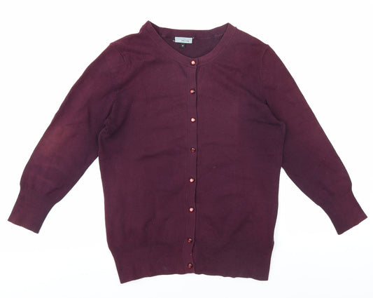 Womens UK Size 12 Red Herring Purple Basic Button-Up