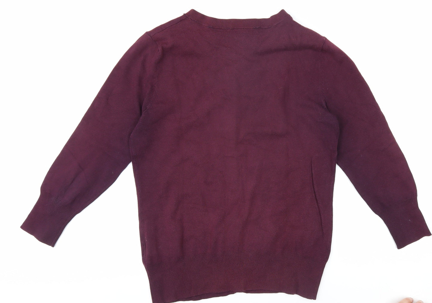 Womens UK Size 12 Red Herring Purple Basic Button-Up