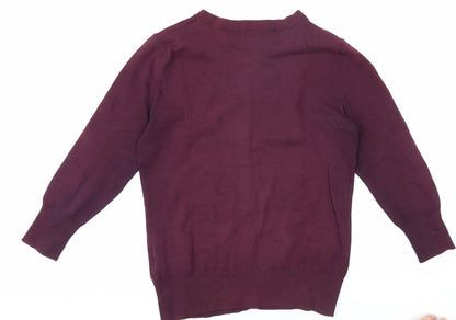 Womens UK Size 12 Red Herring Purple Basic Button-Up