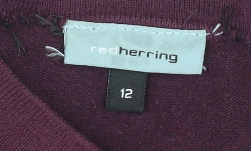 Womens UK Size 12 Red Herring Purple Basic Button-Up