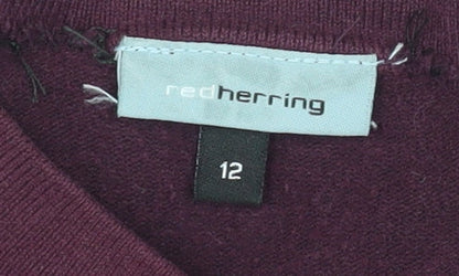 Womens UK Size 12 Red Herring Purple Basic Button-Up