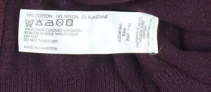 Womens UK Size 12 Red Herring Purple Basic Button-Up