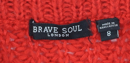 Womens UK Size 8 Brave Soul Red Jumper Jumper