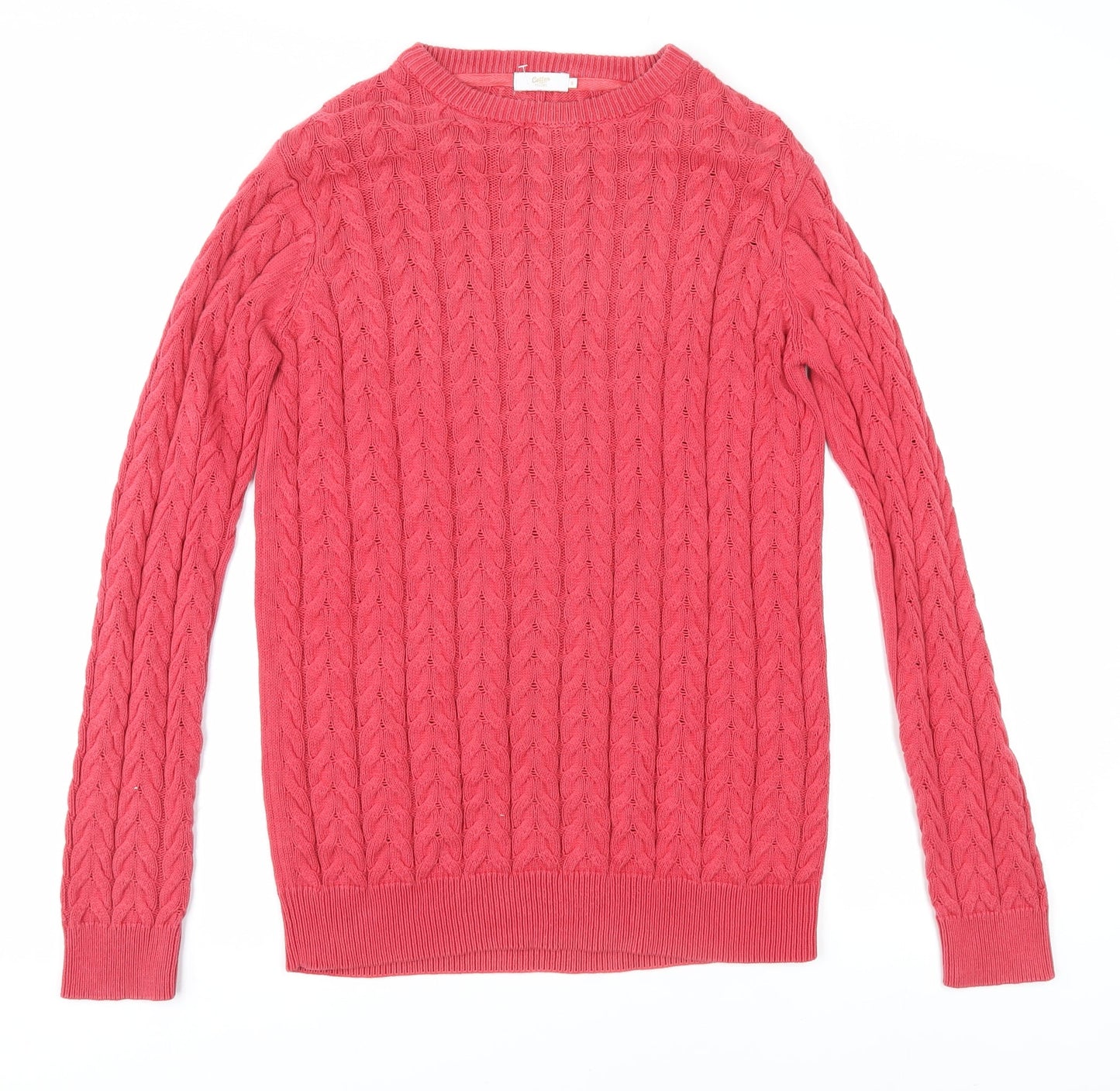 Cotton Traders Women’s Pink Cable-Knit Pullover