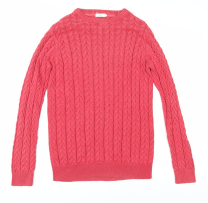 Cotton Traders Women’s Pink Cable-Knit Pullover