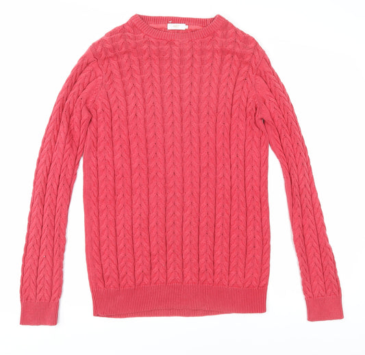 Cotton Traders Women’s Pink Cable-Knit Pullover
