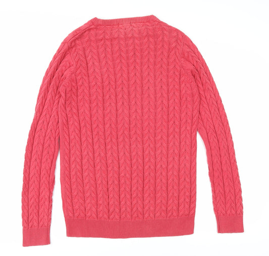 Cotton Traders Women’s Pink Cable-Knit Pullover