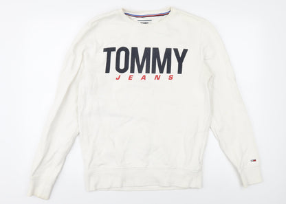 Tommy Jeans Men's White Pullover Jumper S