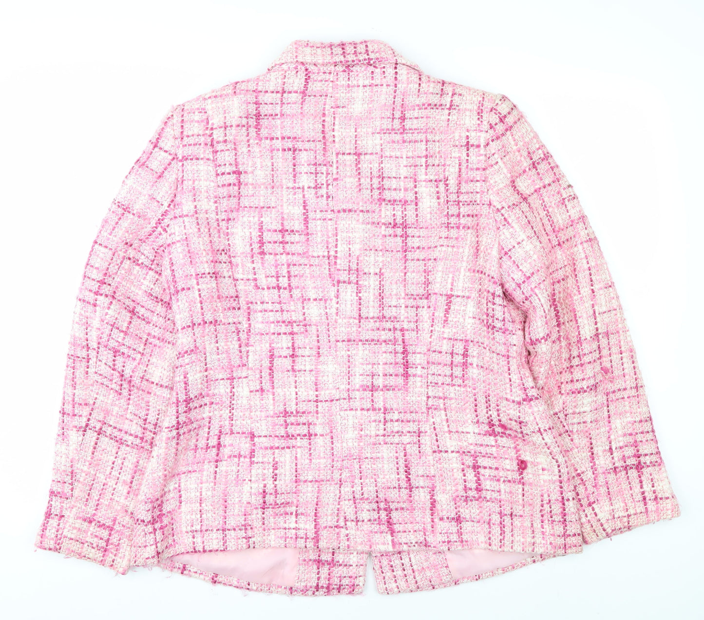 Classics Women's Pink Bouclé Check Suit Jacket Size 16