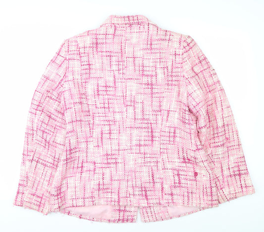 Classics Women's Pink Bouclé Check Suit Jacket Size 16