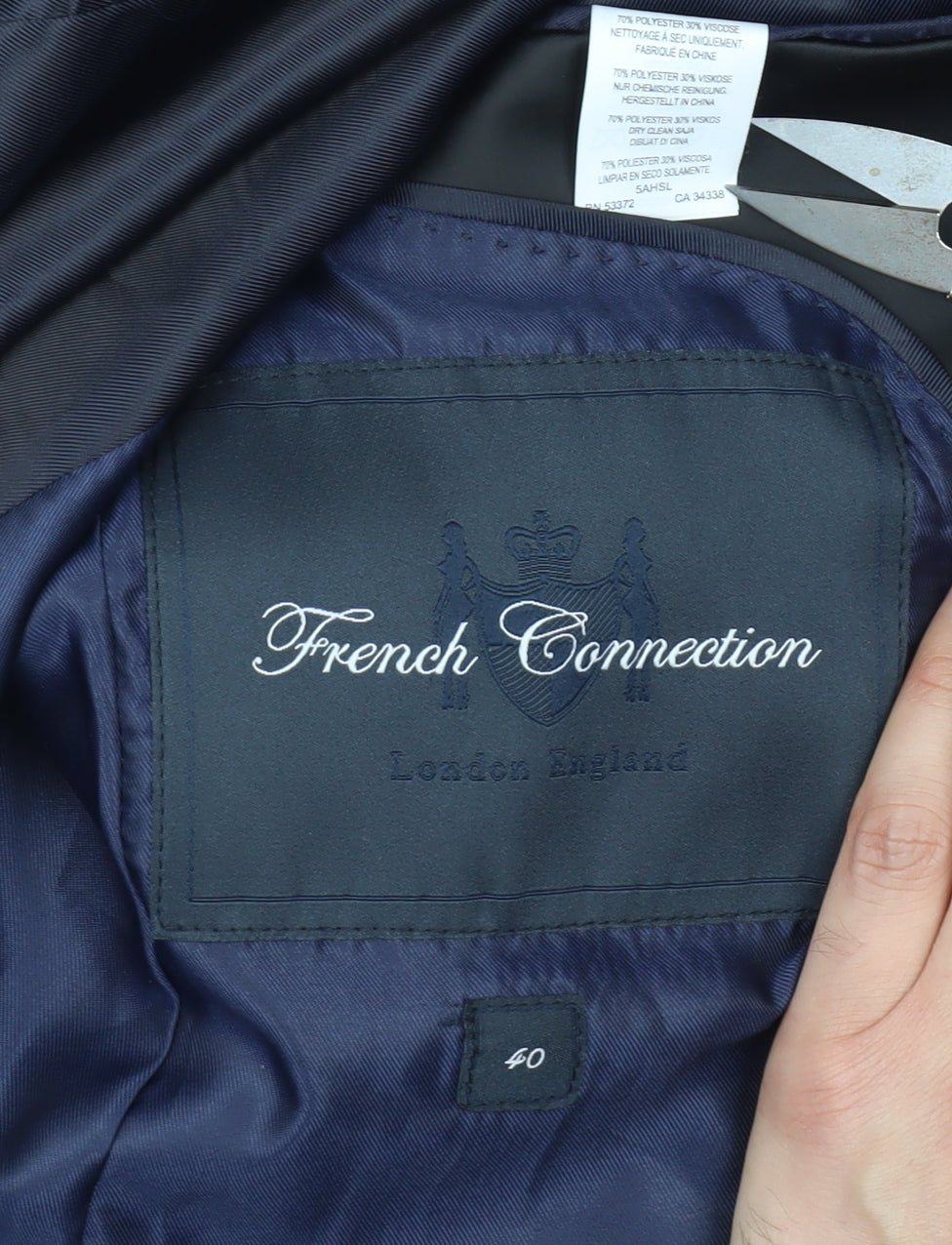 Mens UK Size 40 French Connection Regular Blue Suit Tuxedo