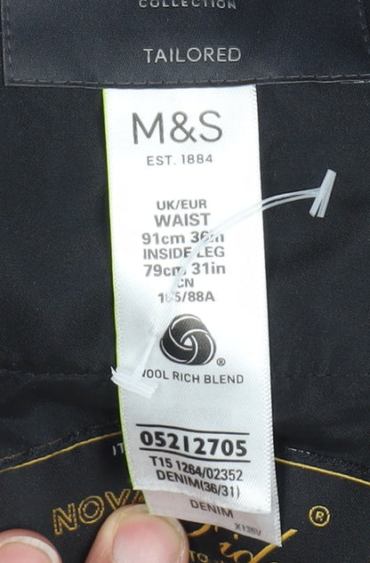 Marks and Spencer Men's Black Dress Pants Lined Wool