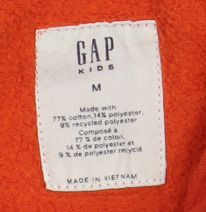 GAP Boys Orange Pullover Hoodie M with Logo, Sports Casual